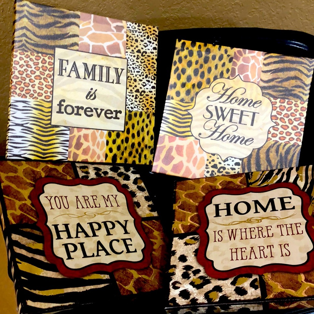 Four animal print pictures